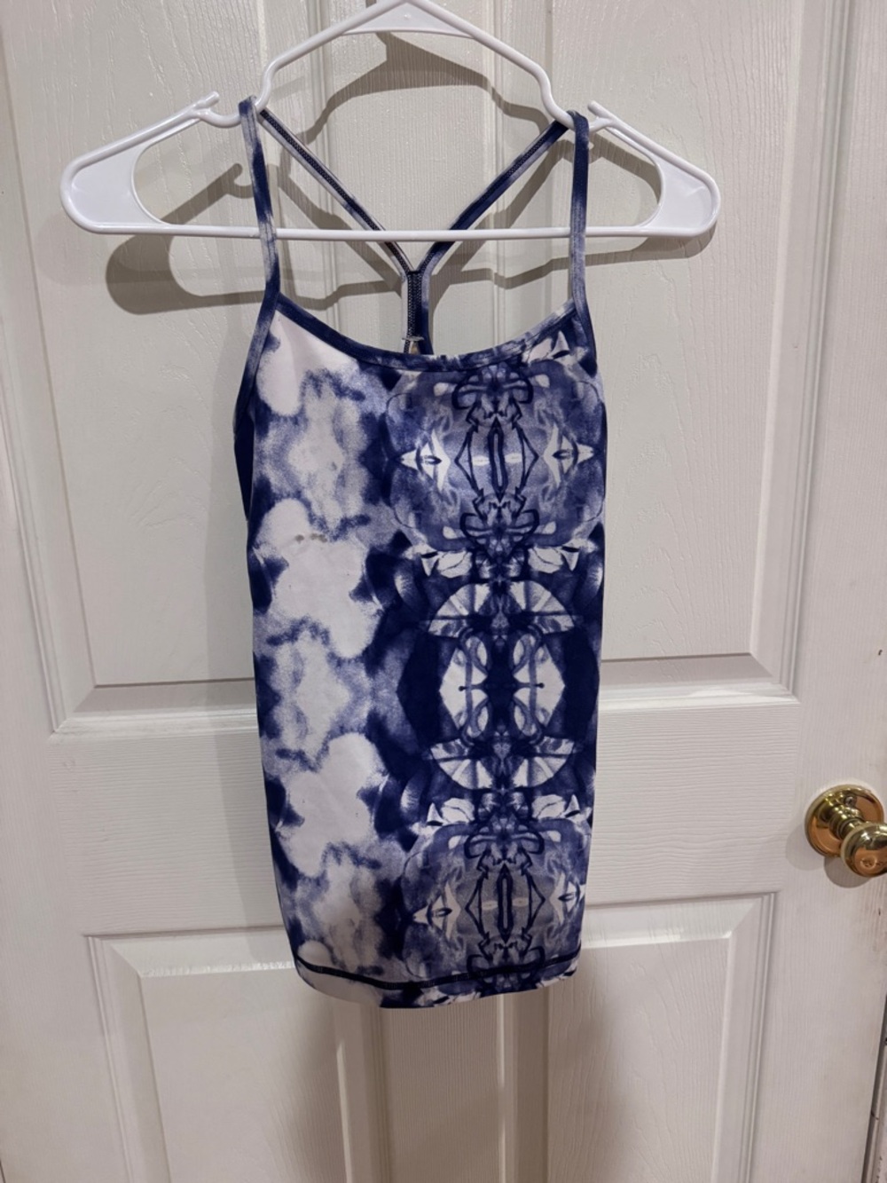 lululemon athletica Navy and White Tie-Dye Strappy Tank
